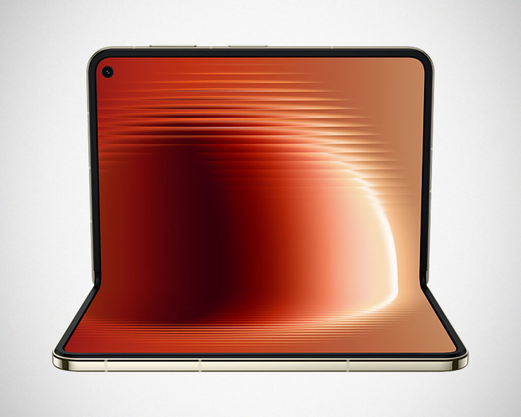 Huawei Pura X Max wide foldable smartphone unfolded showing large square inner display