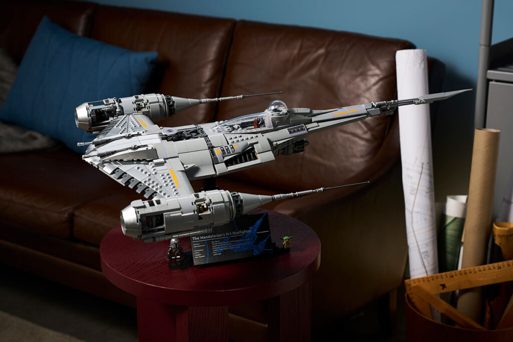 LEGO Star Wars UCS The Mandalorian’s N-1 Starfighter display model with Grogu figure