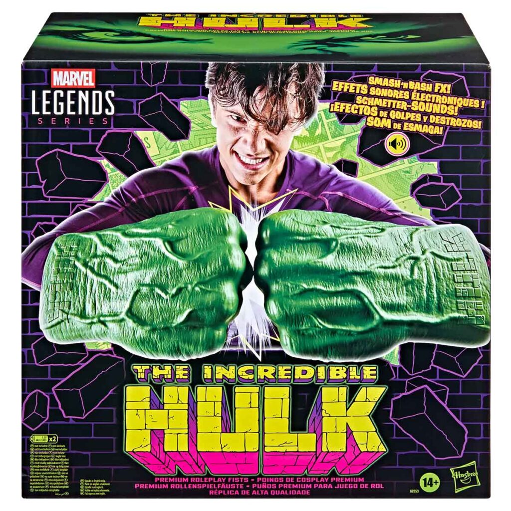 Marvel Legends Series Incredible Hulk Premium Roleplay Fists wearable 1:1 scale Hulk hands with electronic smash sound effects