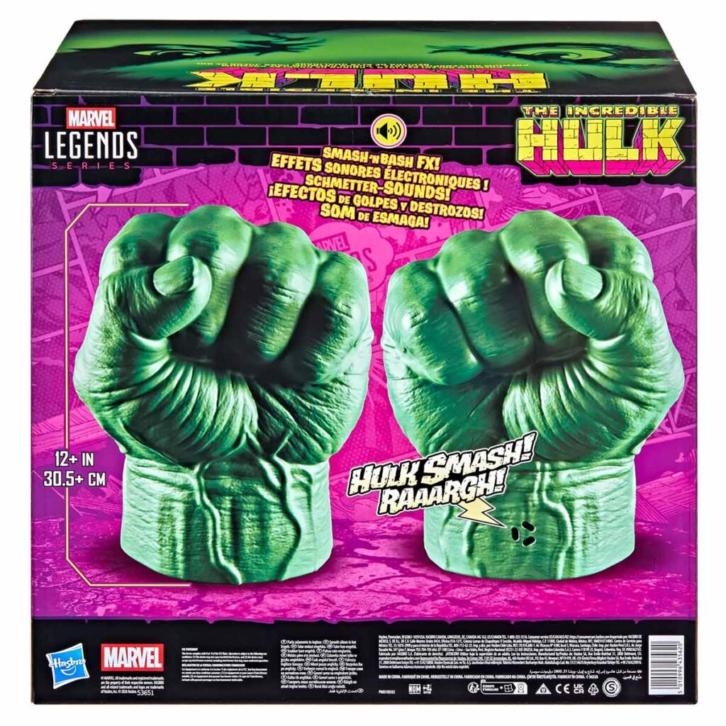 Marvel Legends Series Incredible Hulk Premium Roleplay Fists wearable 1:1 scale Hulk hands with electronic smash sound effects