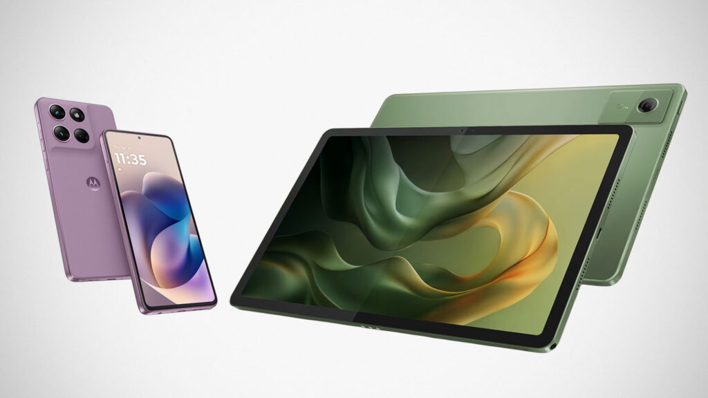 Motorola moto g stylus (2026) and moto pad (2026) shown together