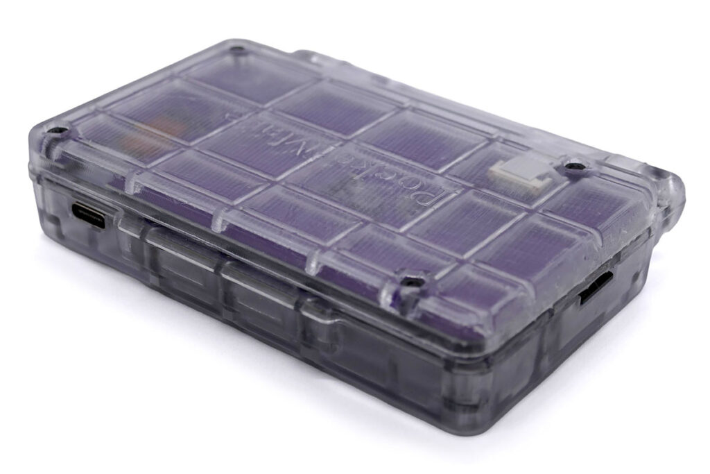 PocketMage e-paper personal digital assistant with physical keyboard and transparent case
