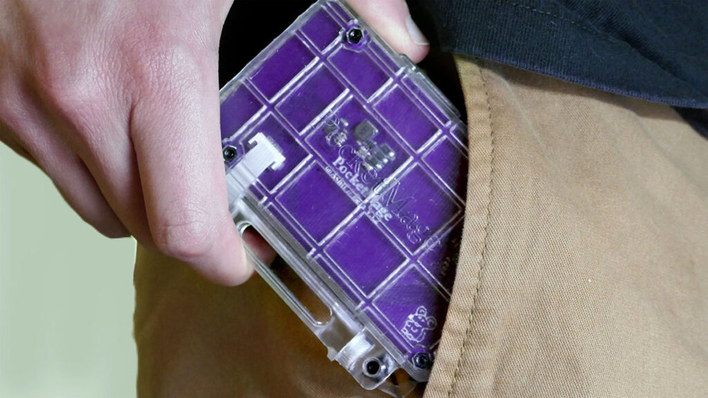 PocketMage e-paper personal digital assistant with physical keyboard and transparent case