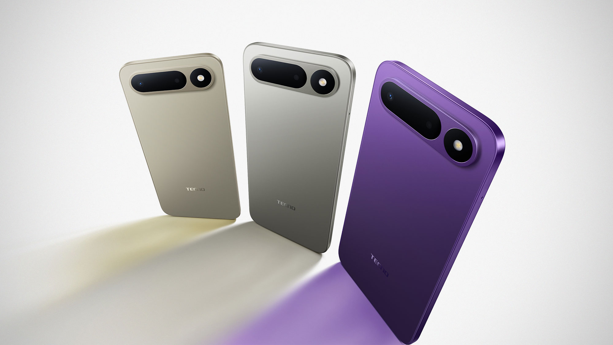 TECNO SPARK 50 Series smartphones highlighting 7000 mAh battery capacity and FreeLink 2.0 off-grid communication features