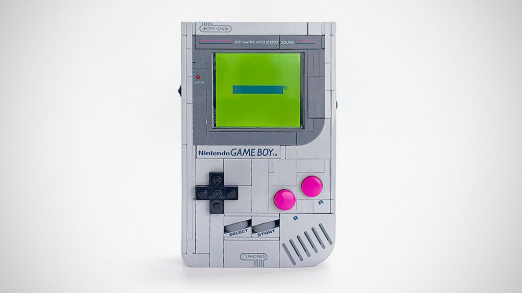 Build A Boy kit installed inside LEGO Super Mario Game Boy 72046 playable handheld console