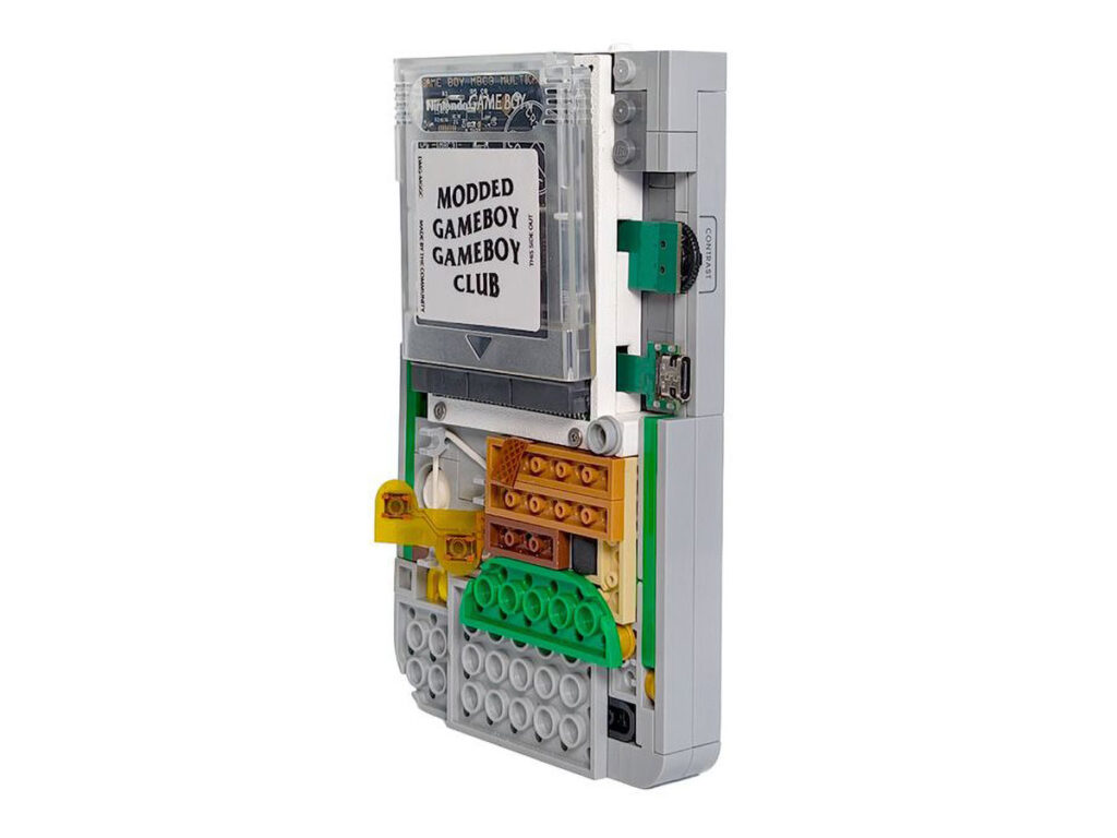 Build A Boy kit installed inside LEGO Super Mario Game Boy 72046 playable handheld console