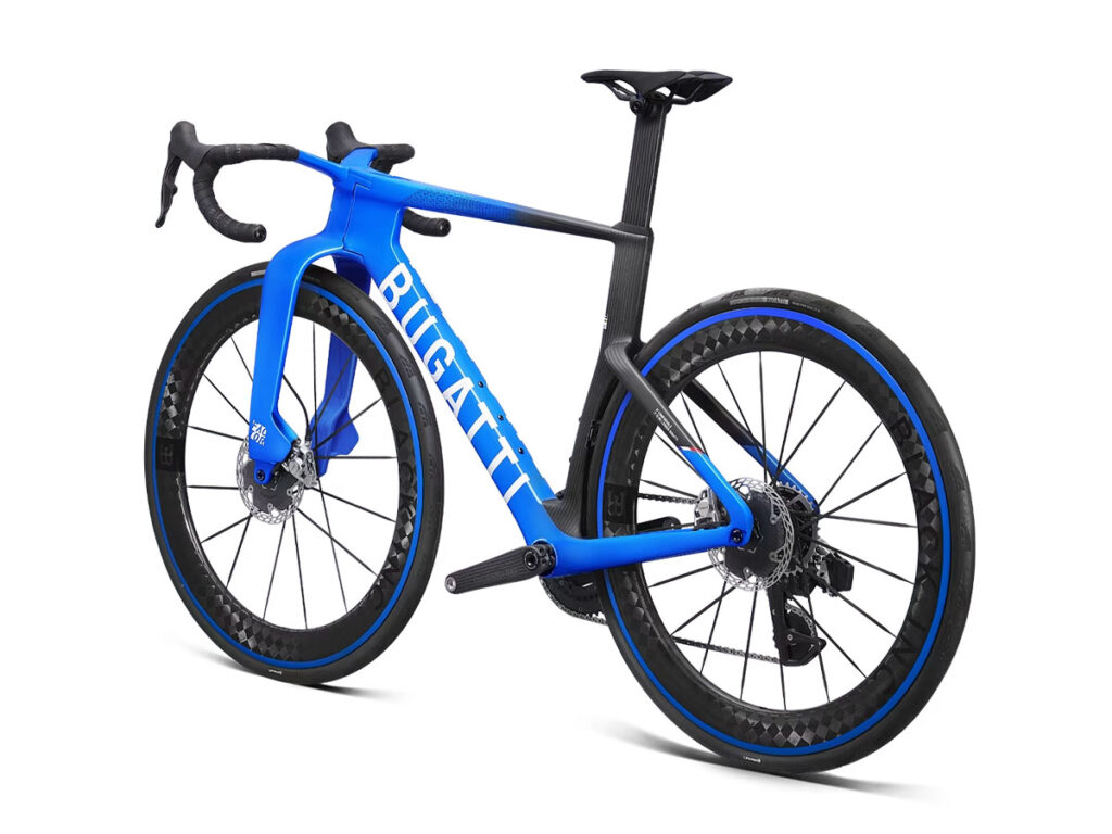 Bugatti Factor ONE carbon performance bicycle with aerodynamic frame and two-tone Bugatti design