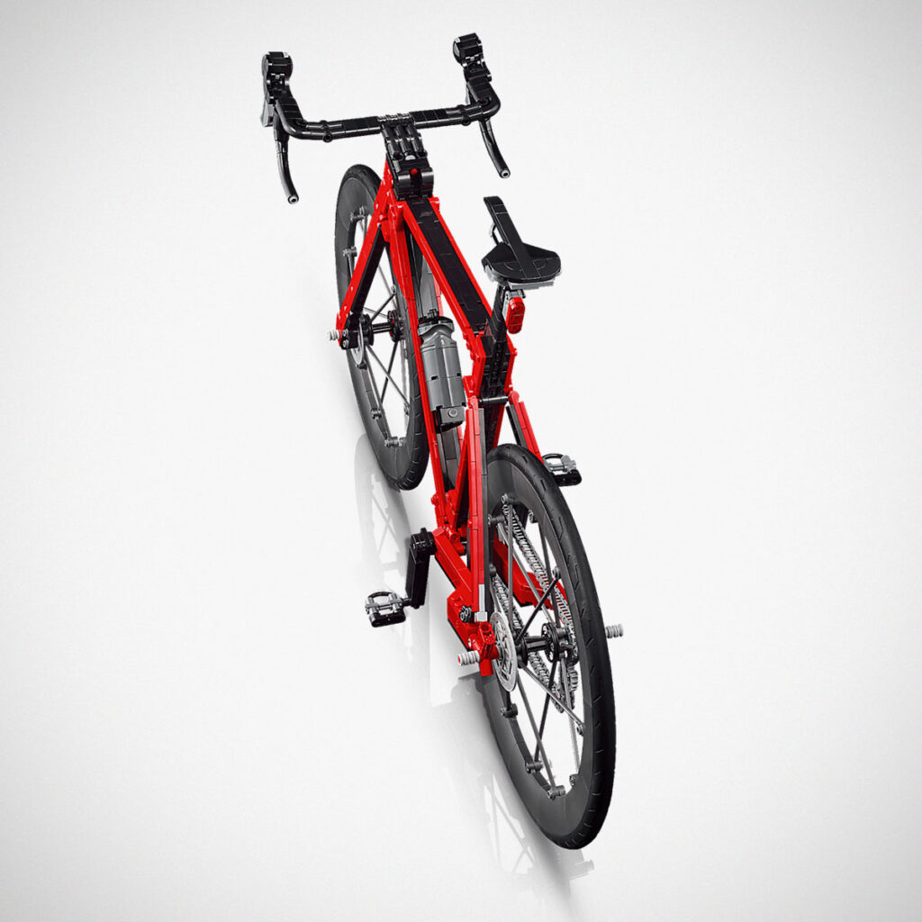 LEGO Icons Road Bike 11380 brick-built model with drop handlebars and slim tires on display