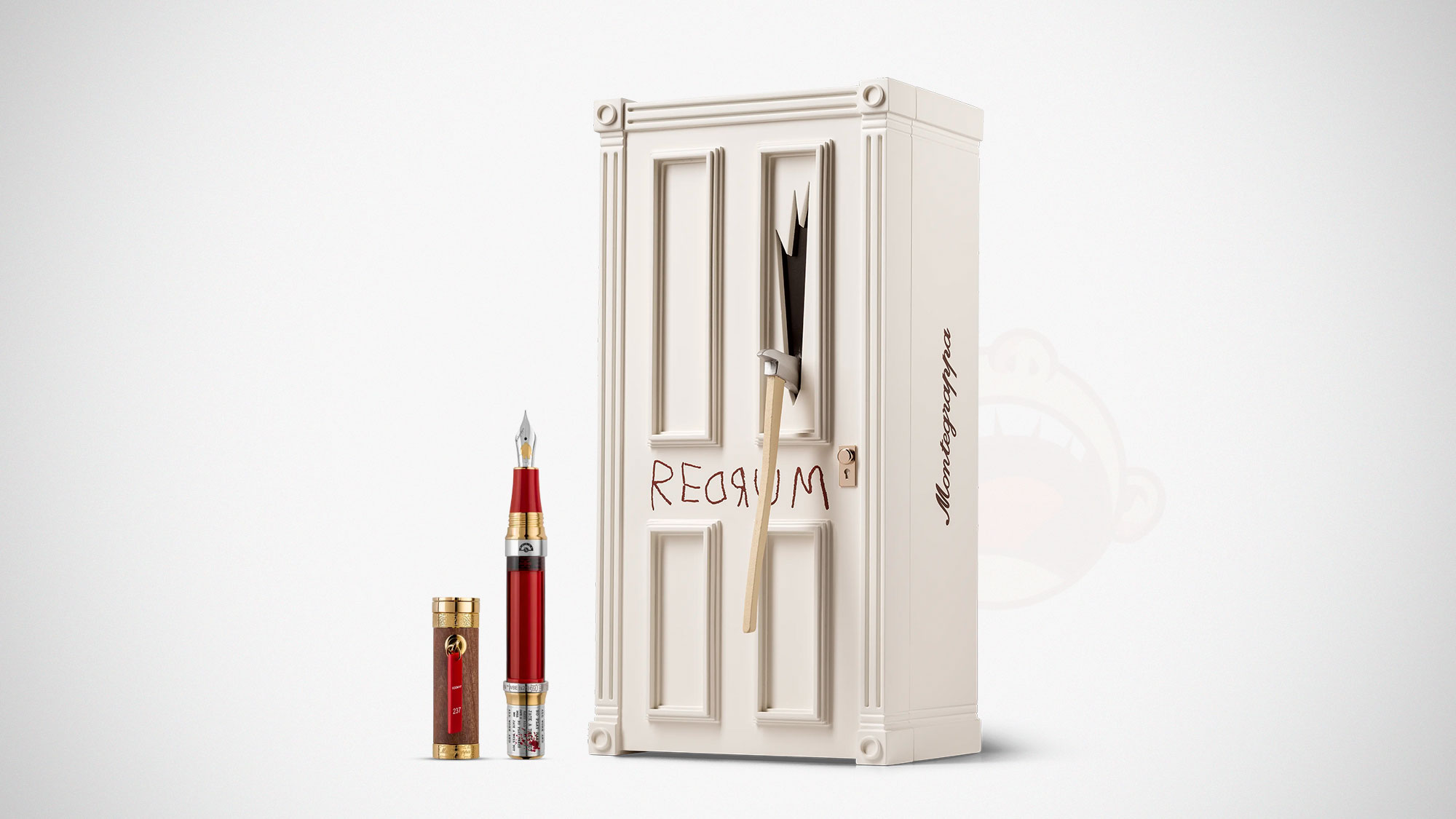 Montegrappa The Shining Limited Edition pen with sterling silver body and red ink reservoir inspired by Kubrick film