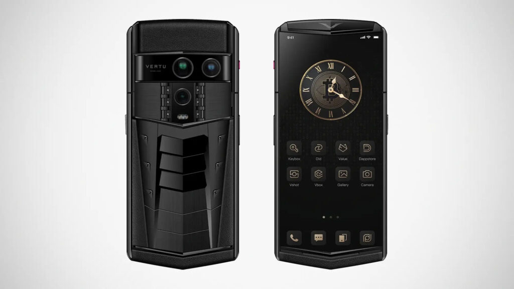 Vertu Agent Q GT Limited Edition luxury smartphone with titanium body ruby button and mechanical zoom camera