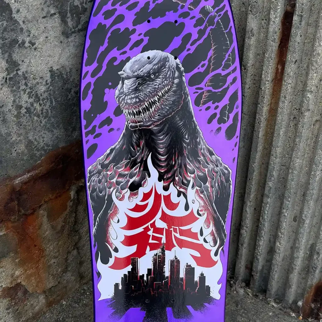 Santa Cruz Shin Godzilla Knox Firepit Purple Skateboard Deck